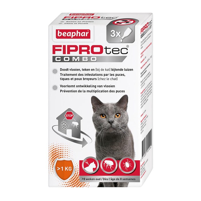 Beaphar Pipetas antiparasitarias para gatos Fiprotec Combo Plus 1kg