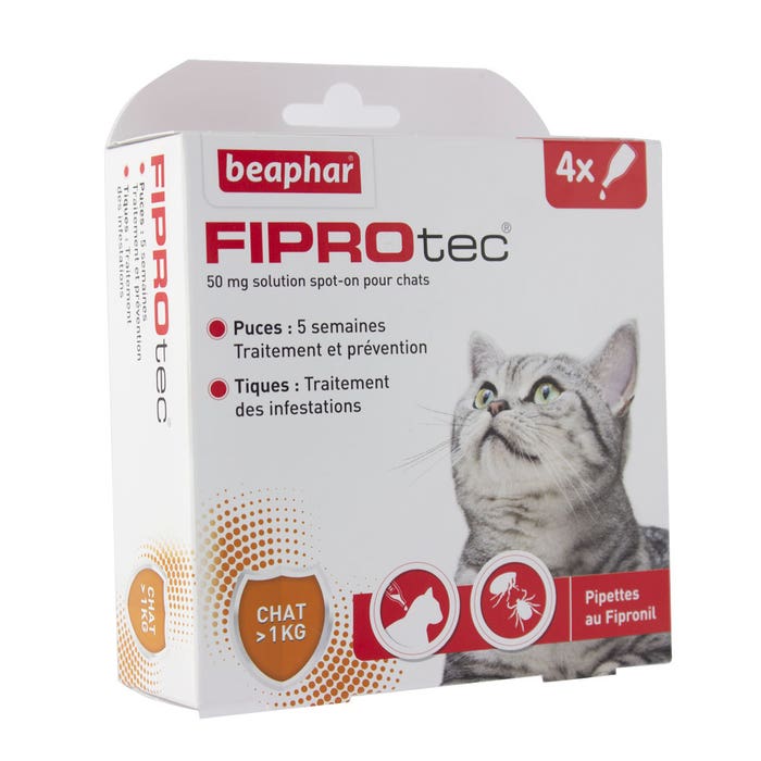 Beaphar Fiprotec Pipetas Antiparásitos Fipronil Gato Más de 1kg