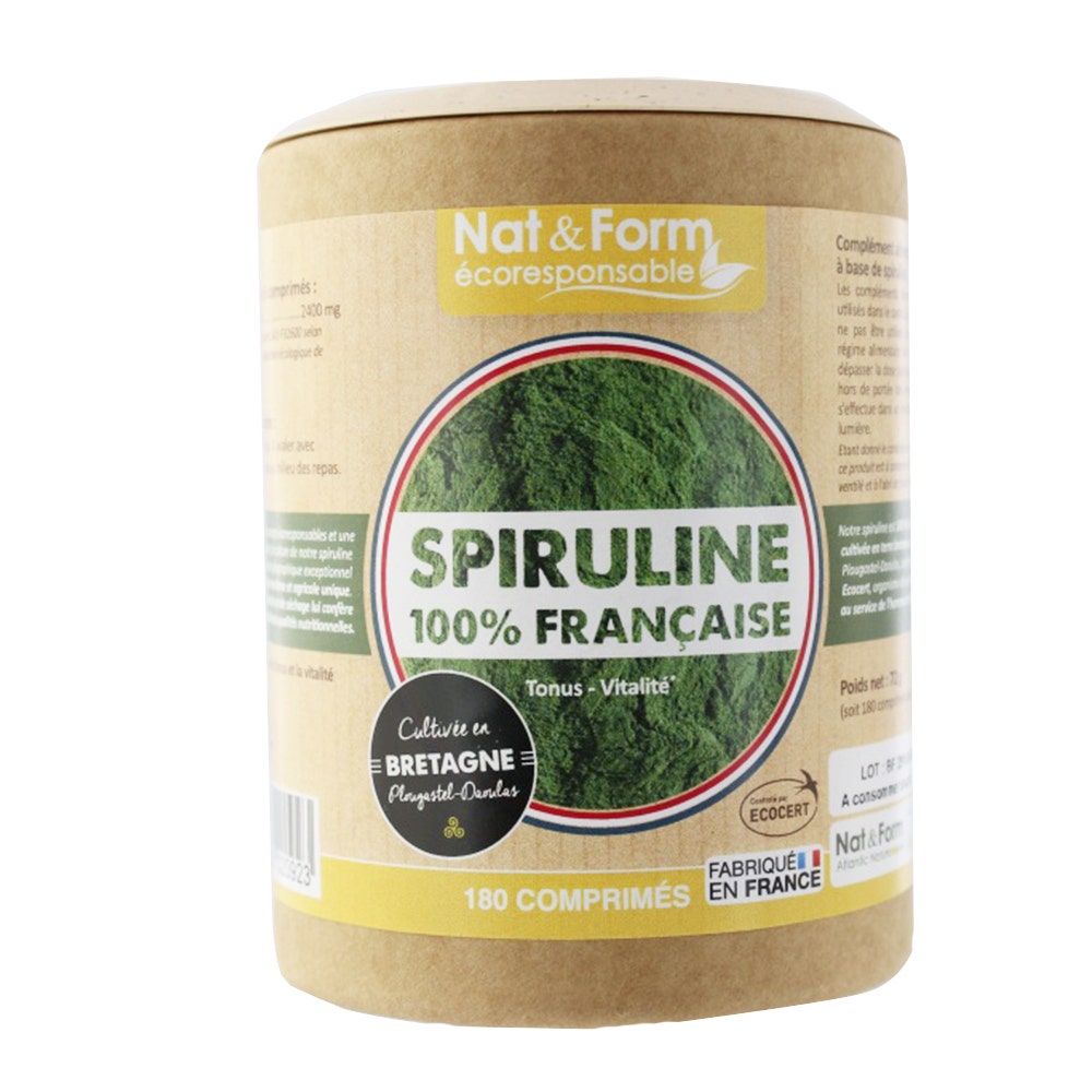Nat&Form Spiruline Francaise Ecocert 180 Capsules Ecoresponsable Nat&form