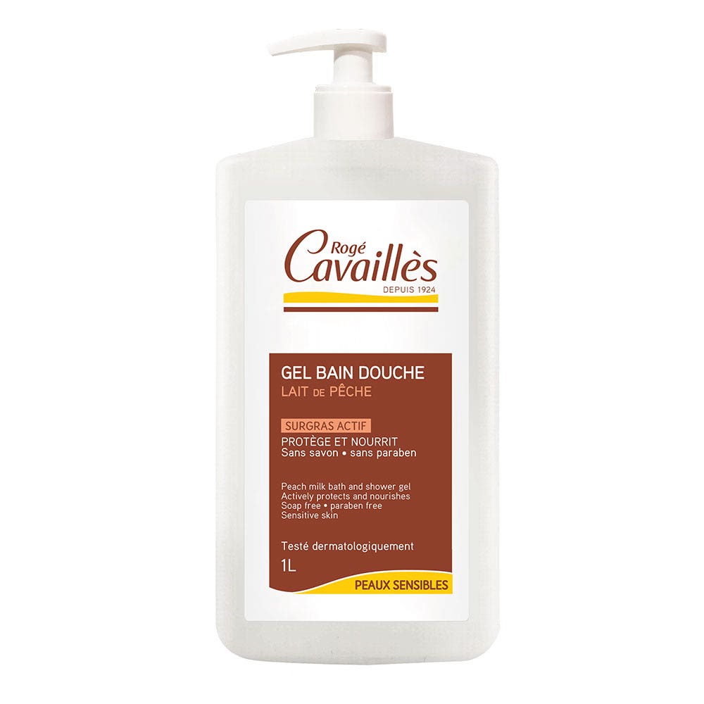 Rogé Cavaillès Gel Baño Y Ducha Activo Leche De Melocoton + 1L