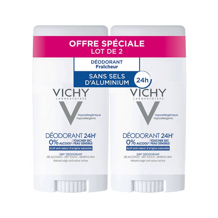 Vichy Déodorant Desodorante pieles reactivas 24h stick 2x40ml