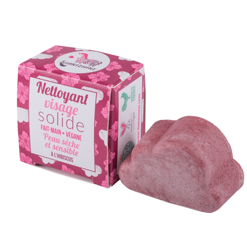 Lamazuna Limpiador facial sólido con fragancia de hibisco para pieles secas y sensibles 25 g