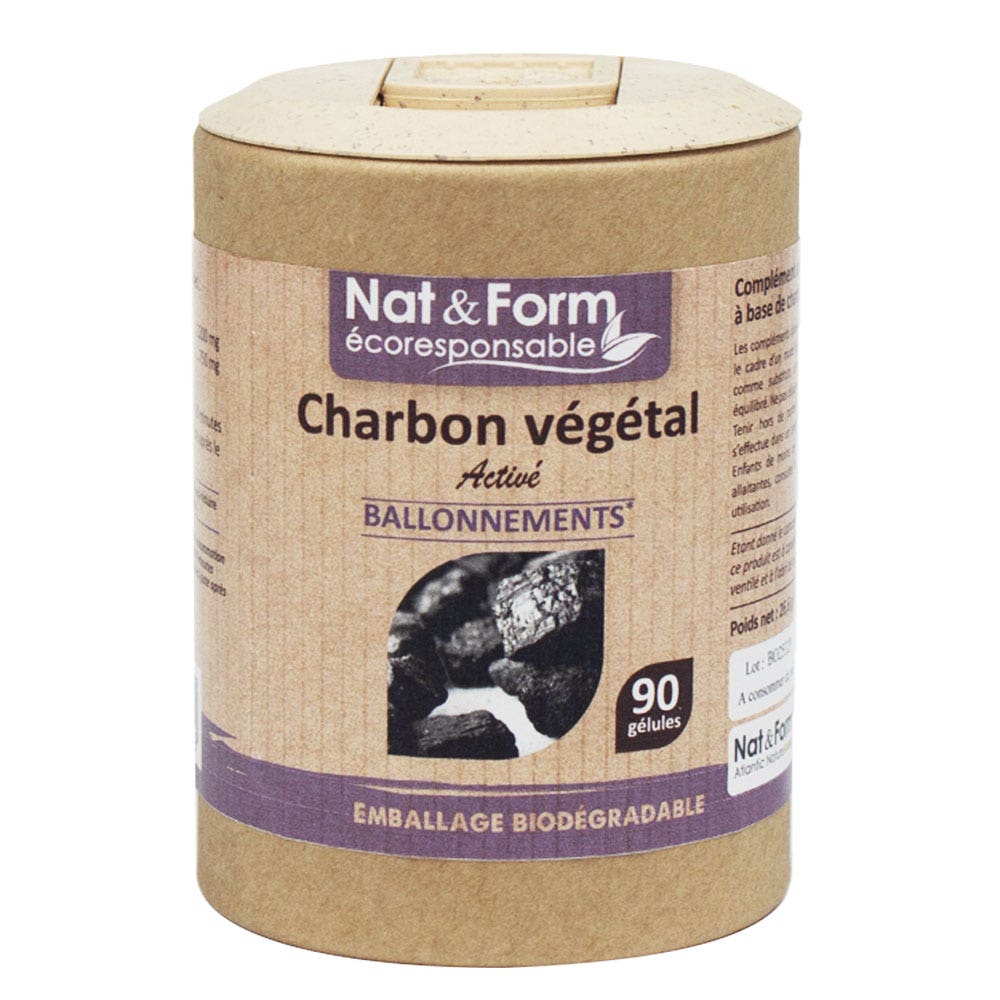 Nat&Form Carbón vegetal 840 mg hinchazón 45 cápsulas