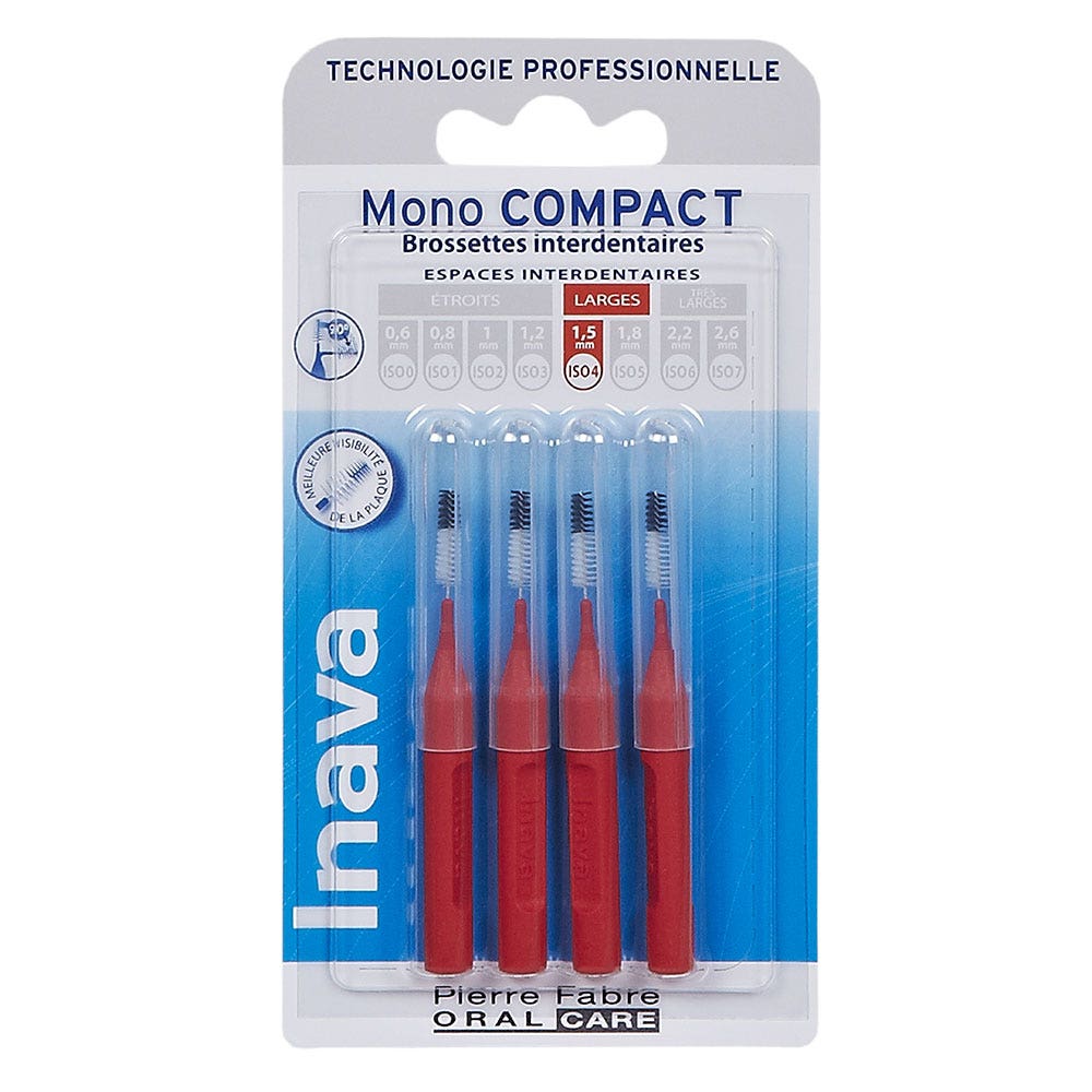 Inava Cepillos Interdentales 1.5mm Rojo X4 Mono Compact