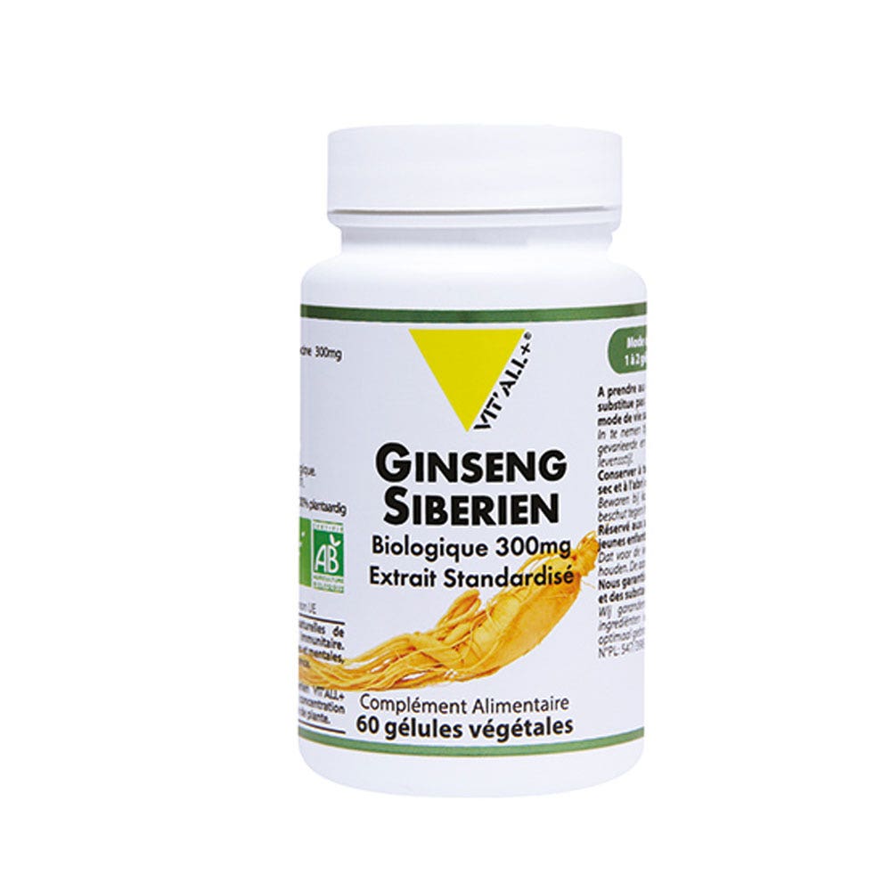 Vit'All+ Extracto estandarizado de ginseng siberiano 300 mg 60 cápsulas