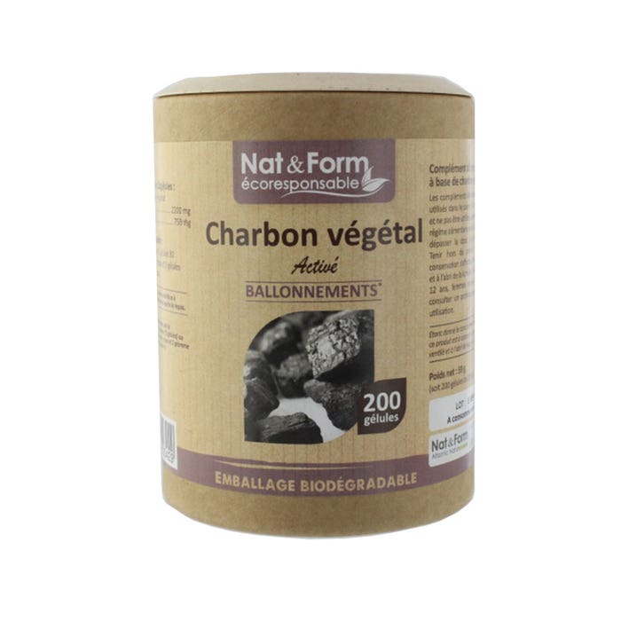Nat&Form Carbón vegetal 200 gélulas Nat&Form