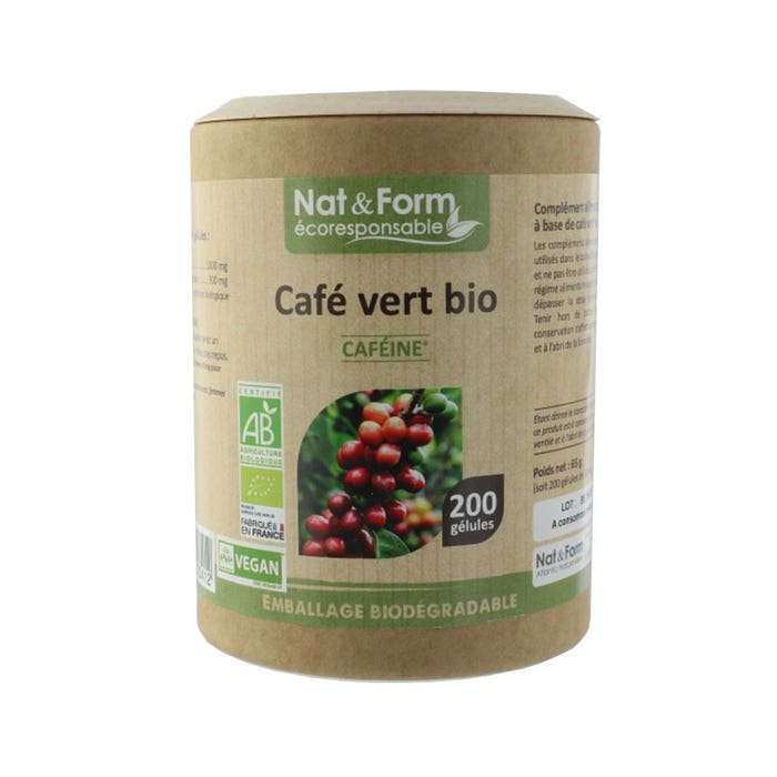 Cafe Vert Bio 200 Cápsulas Cafeína Nat&Form Nat&Form