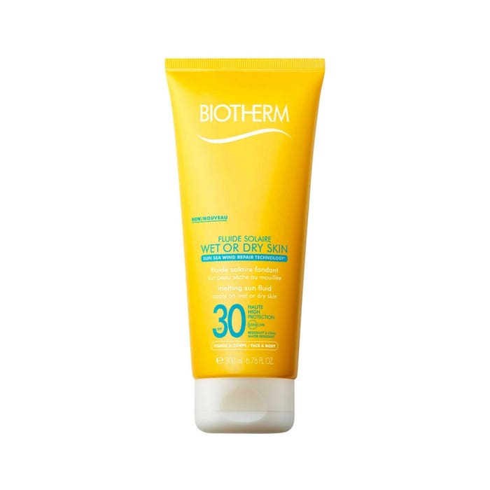 Fluido Solar Fundente Wet Or Dry Skin SPF30 200ml Solaire Peau seche ou mouillee Biotherm