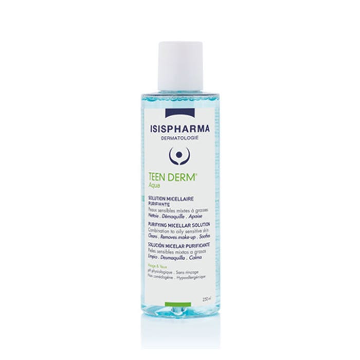 Solución micelar purificante Aqua para pieles mixtas a grasas 250 ml Teen Derm Isispharma
