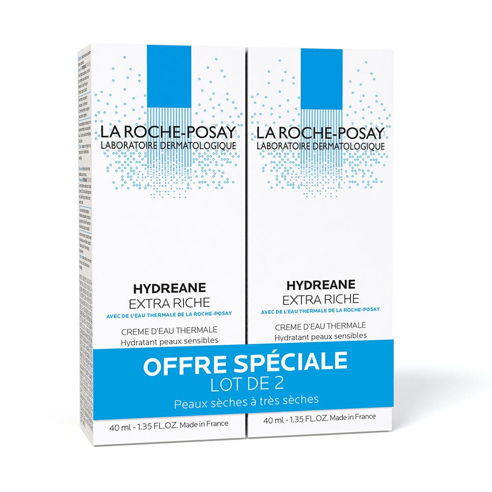 La Roche-Posay Hydreane Crema De Agua Termal Extra Rica Hydreane 2x40ml