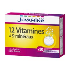 Juvamine 12 Vitaminas y 9 Efervescentes 30 Comprimidos Minerales