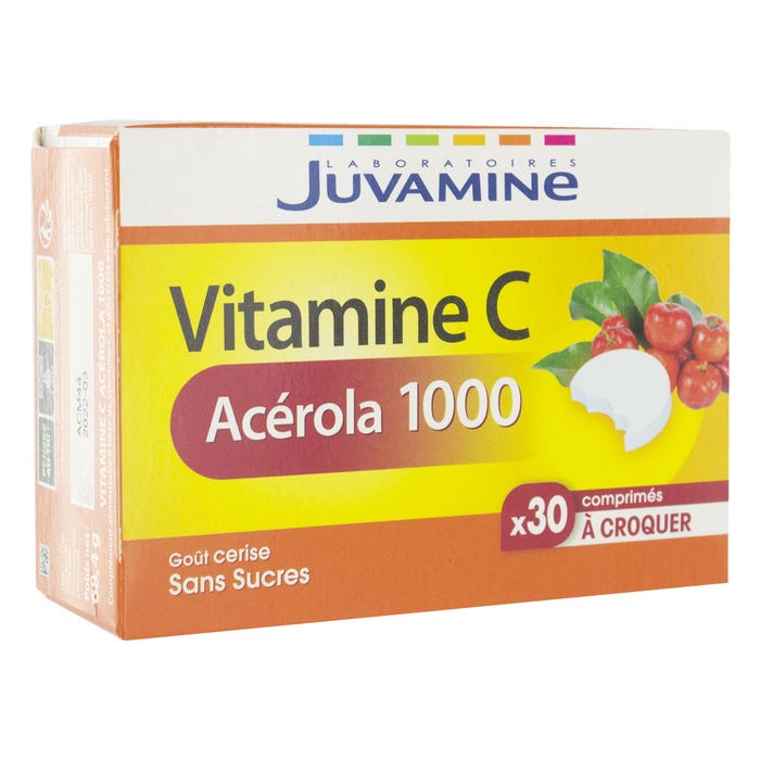 Juvamine Acerola 1000 Vitamina C N.A Origen Vegetal Masticable X30 Comprimidos