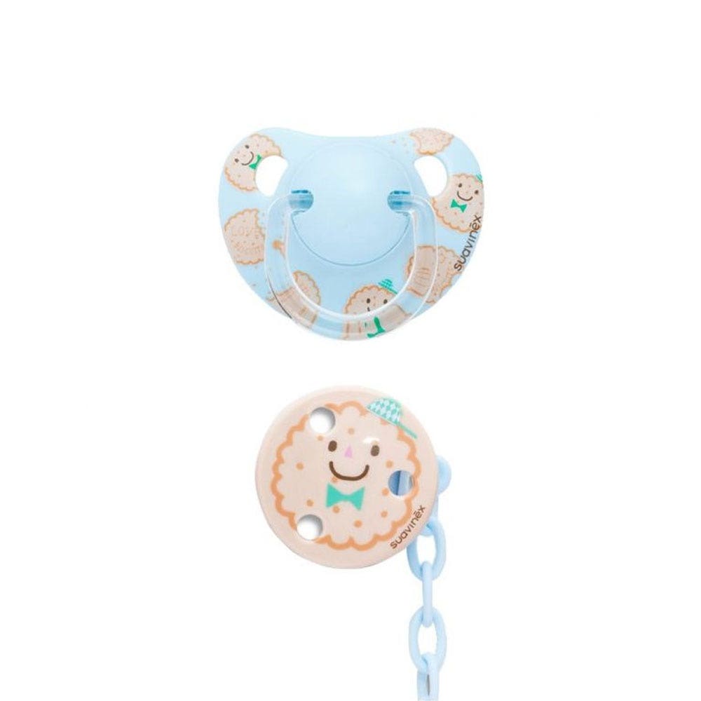 Suavinex Chupete Anatomico Silicona + Sujetachupetes Lovely Biscuit 6-18 Meses