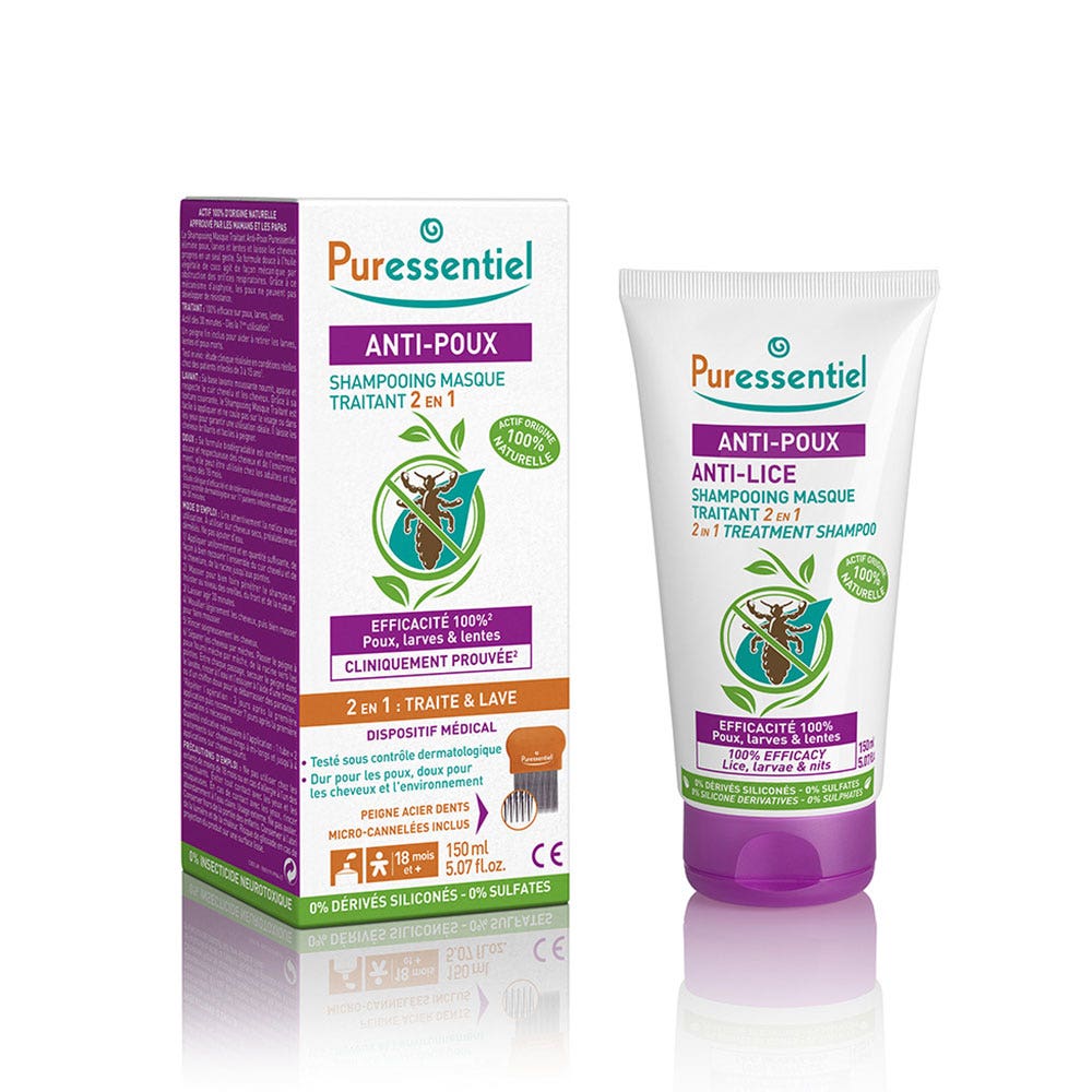 Puressentiel Antipiojos Champú Mascarilla 2en1 Antipiojos Con Peine 150ml