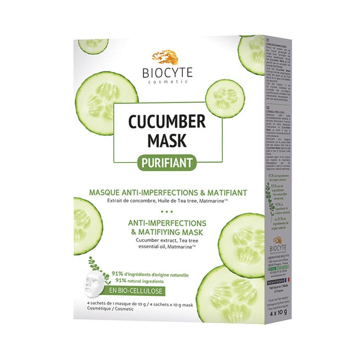 Cucumber Mask Purificante X4 Biocelulosa Cosmetic Biocyte