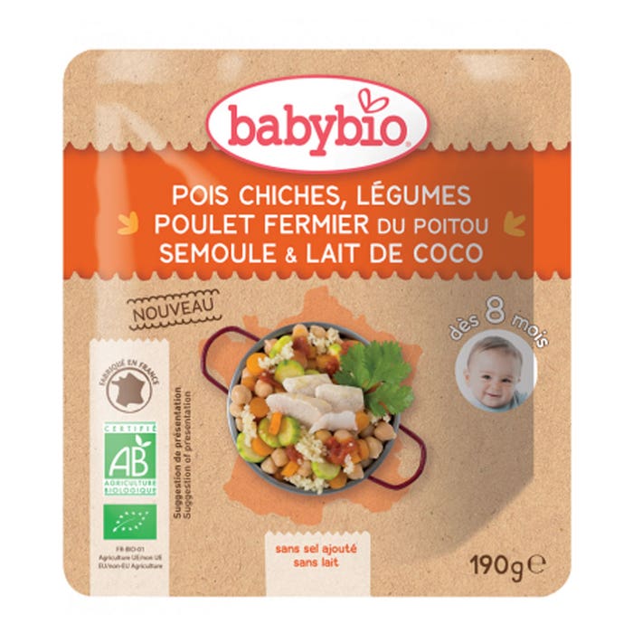 Babybio Pack de comida ecológica para 8 meses 190g