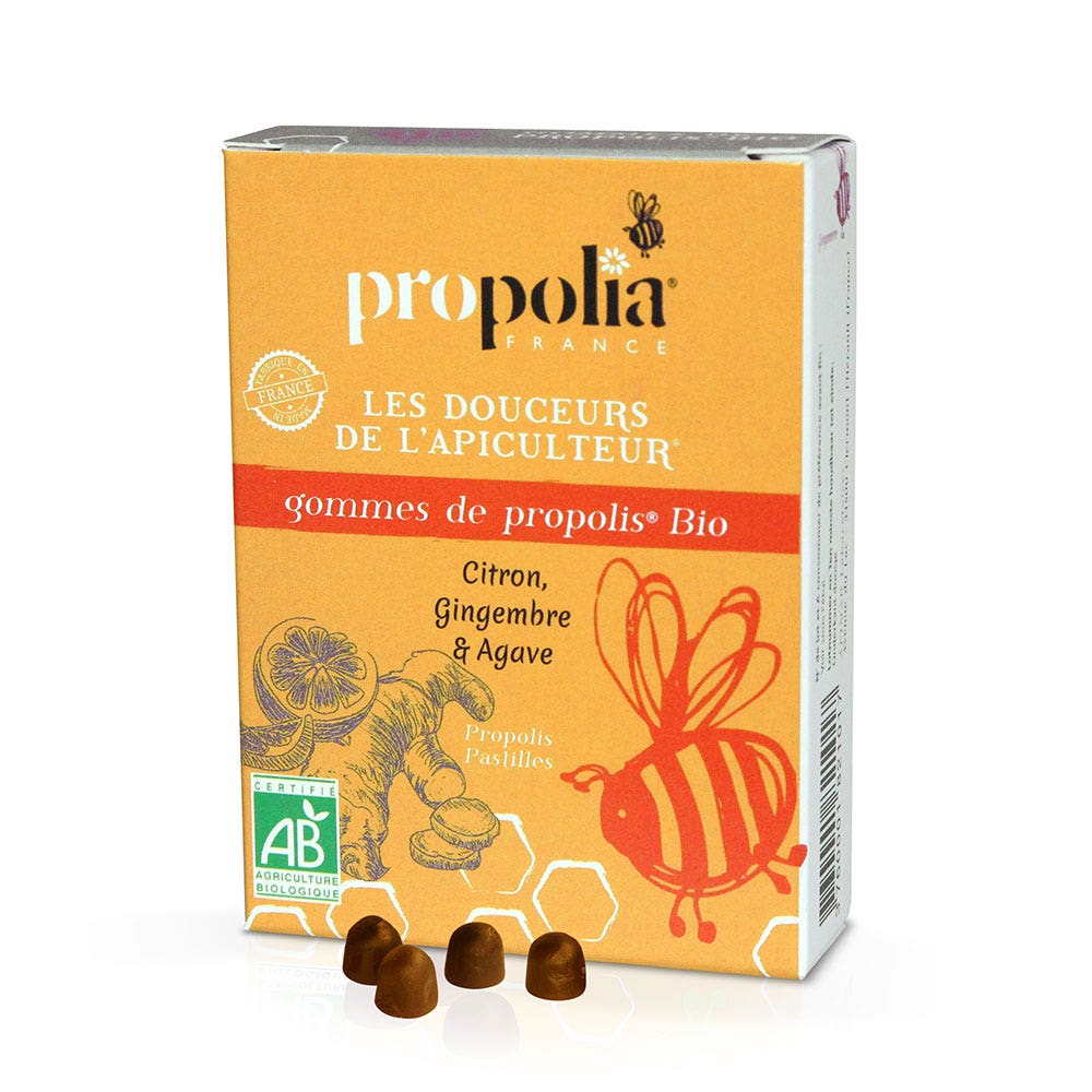 Propolia Goma de Propolis Jarabe de Ágave Jengibre y Limón BIO 45g