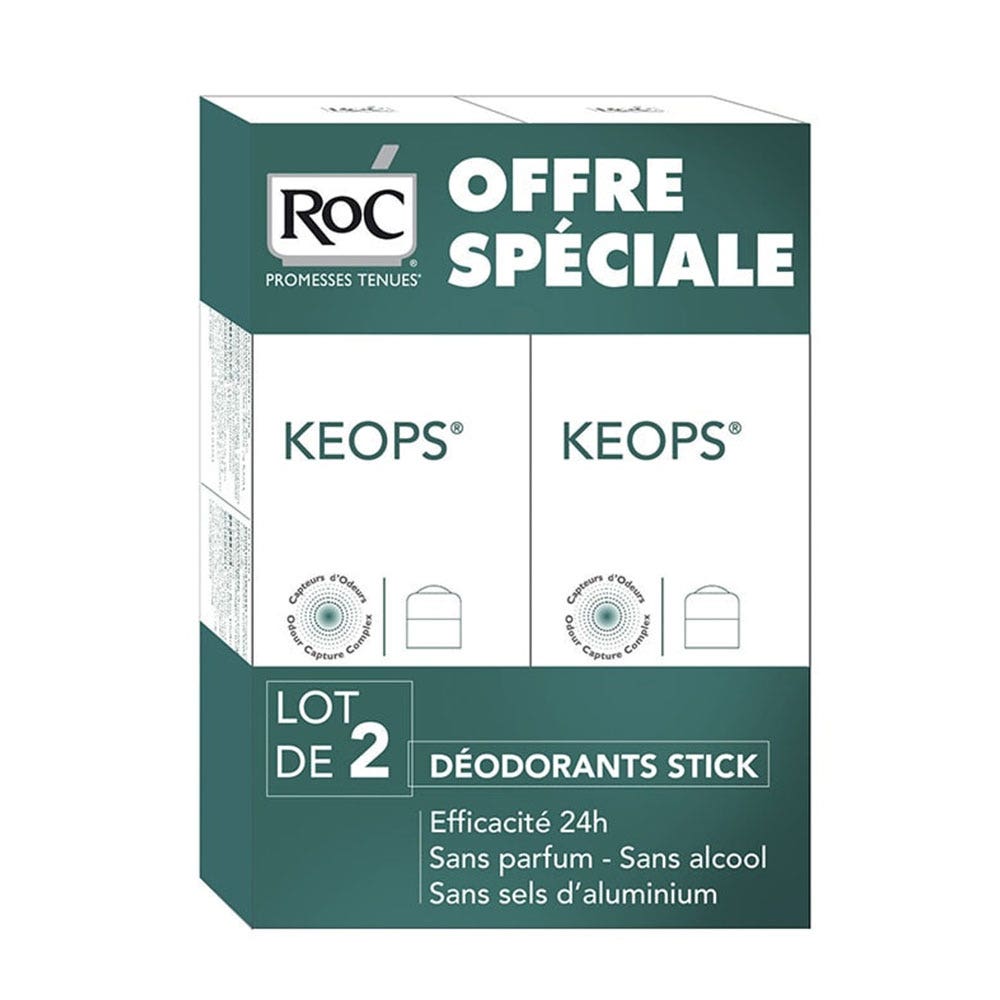 Roc Keops Desodorante stick transpiración moderada 2x40ml