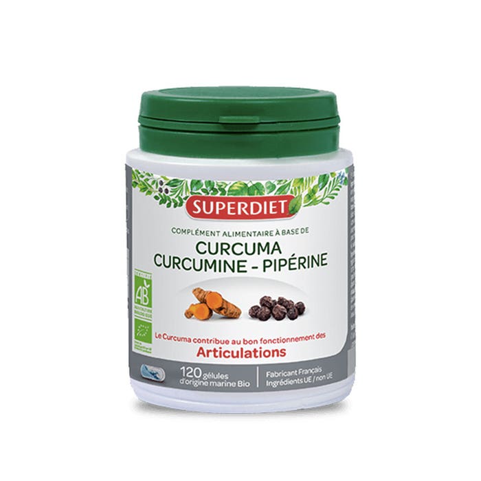 Superdiet Cúrcuma Curcumina Piperina Orgánica 120 cápsulas