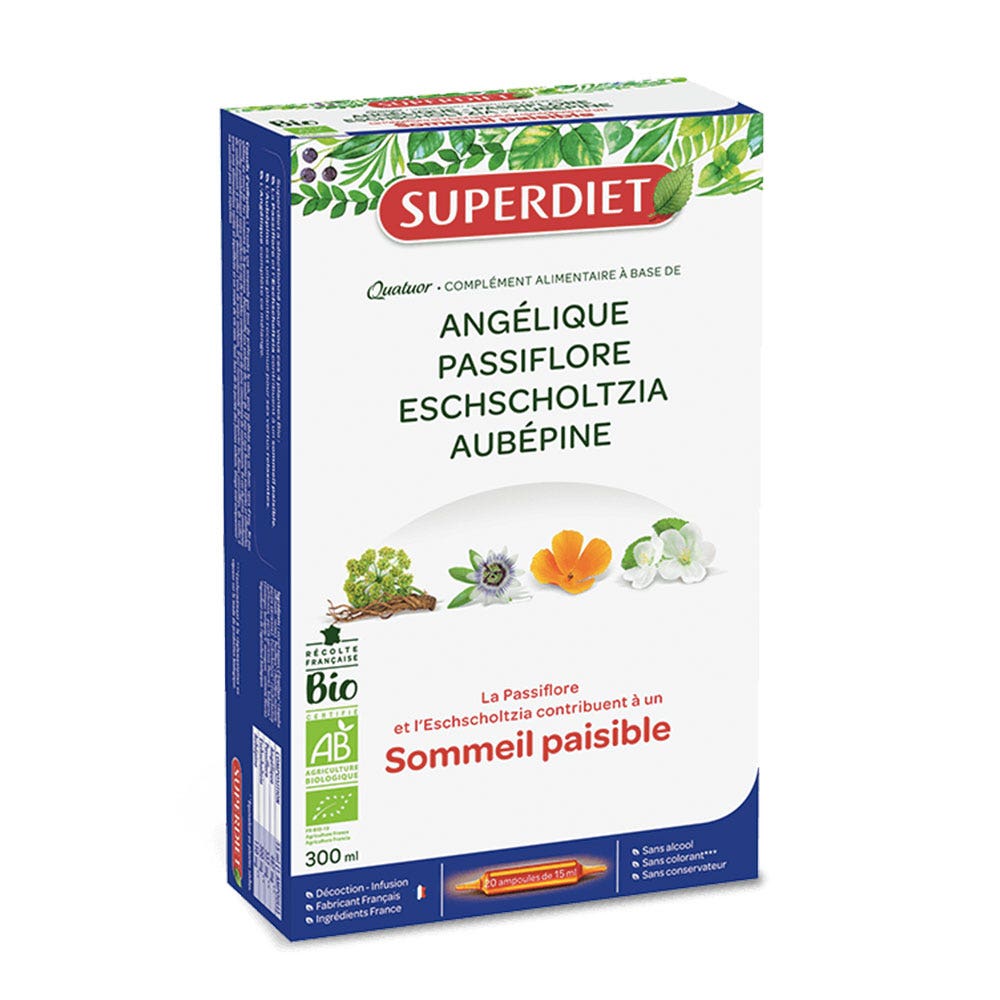 Superdiet Quatuor Relajacion Solucion Oral Bebible Bio 20 Ampollas De 15 ml