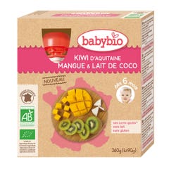 Babybio 6 Meses Compota de Leche de Coco y Mango con Kiwi Ecológico 4x90g