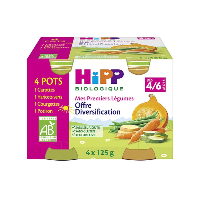 Hipp Mis Primeras Verduras Potitos Diversificacion Alimentaria Desde Los 4 Y 6 Meses De Edad Bio 4x125g