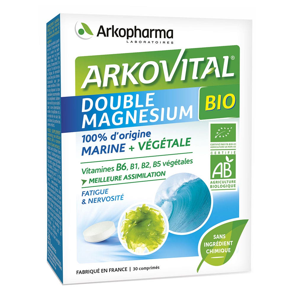 Arkopharma Doble magnesio bio vitaminas vegetales 30 Comprimes