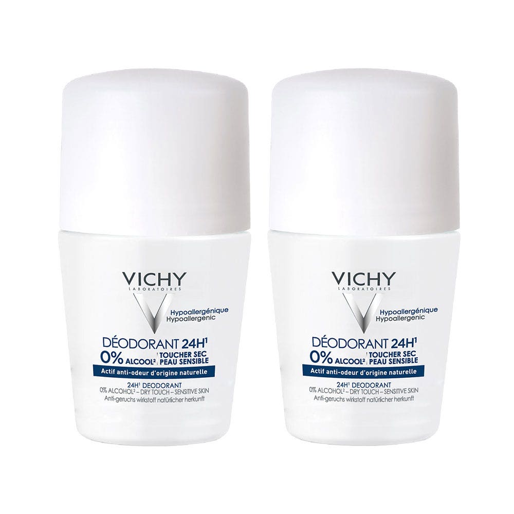 Vichy Desodorante tacto seco 24h pieles sensibles Roll-on 2x50ml