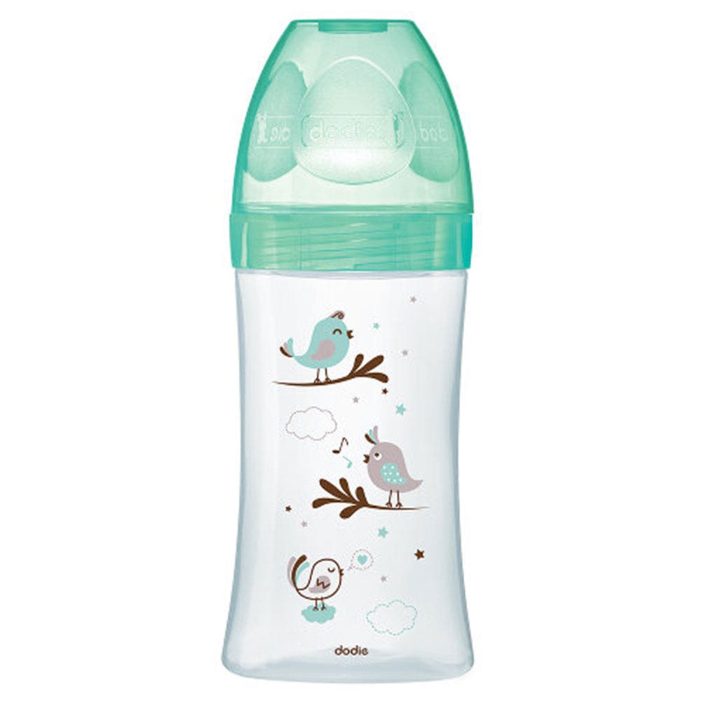 Dodie Biberon Anticolicos De Vidrio Flujo 3 0 A 6 Meses Verde Pajaro 270ml