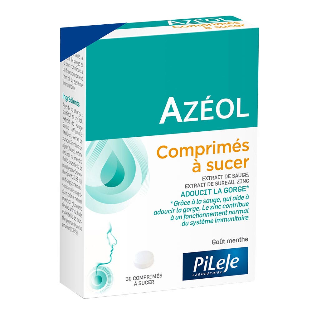 Pileje Azeol Comprimidos para chupar sabor menta 30 unidades