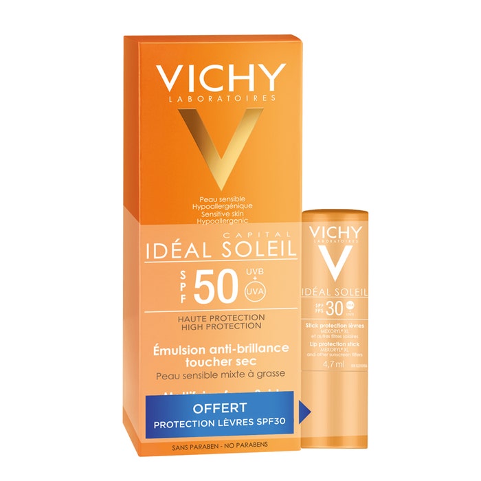 Vichy Ideal Soleil Emulsión Anti Brillance SPF50 + Stick SPF30 Gratis