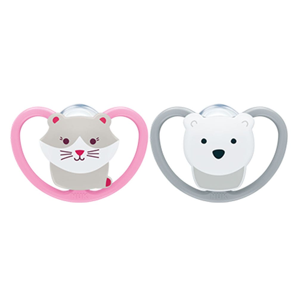 Nuk Space Chupetes fisiológicos de silicona de 0 a 6 meses x2