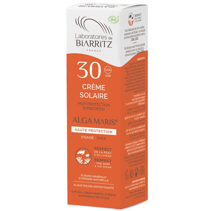Laboratoires De Biarritz Soins Solaires Crema Solar Facial Spf30 Bio 50ml