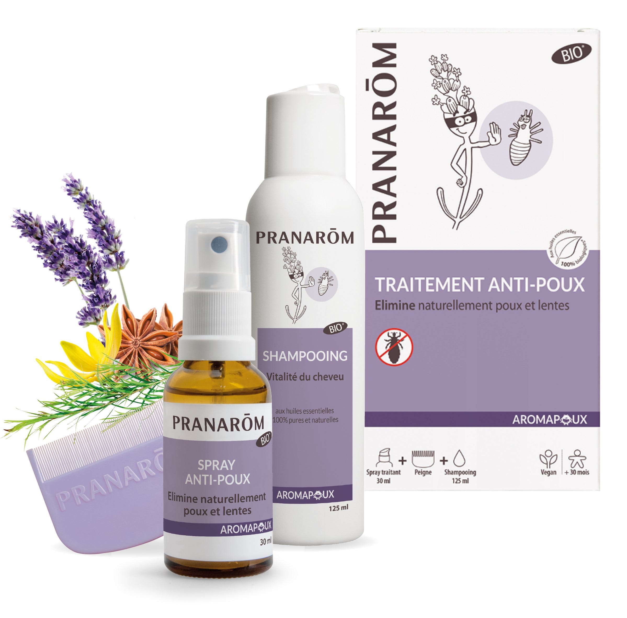 Pranarôm Aromapoux Tratamiento Antipiojos 2 En 1 Trata y Lava Bio 155ml