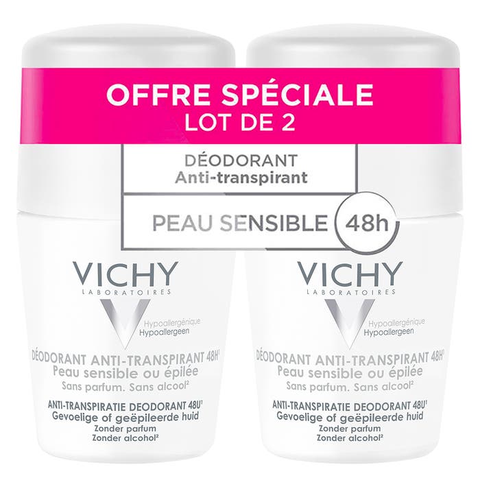 Vichy Déodorant Antitranspirante Eficacia 48h Peaux Sensibles 2x50ml