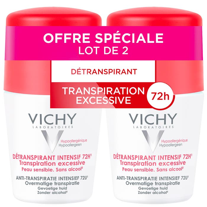 Vichy Desodorante Detranspirante intensivo eficacia 72h roll-on pieles sensibles 2x50ml