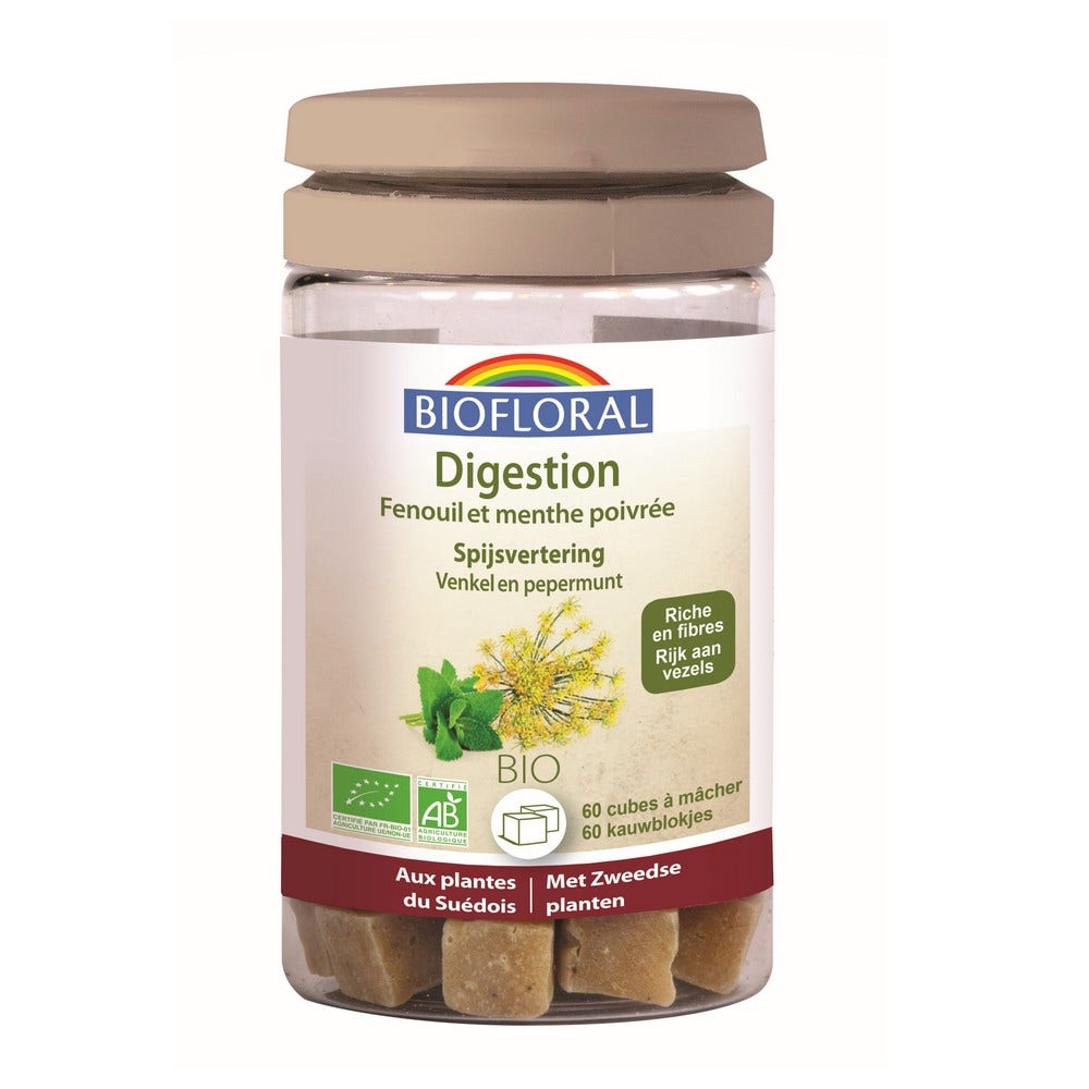 Biofloral Digestión cubitos masticables hinojo y menta piperita x60