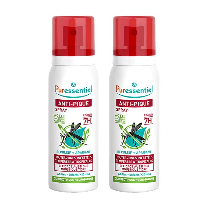 Spray repelente y calmante antimosquitos 2x75ml Anti-Pique adultos y niños Puressentiel