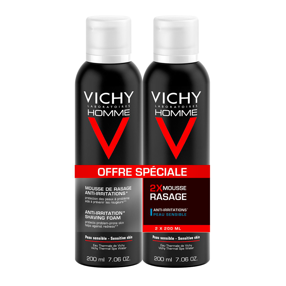 Vichy Hombre Espuma De Afeitar Antiirritaciones Vitamina C Pieles Sensibles Hombre 2x200ml