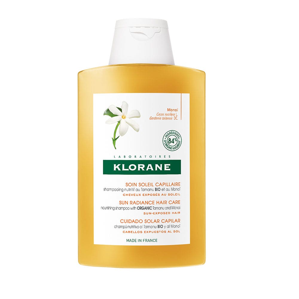 Klorane Solar Champú nutritivo Tamanu bio y Monoi cabello expuesto 200ml