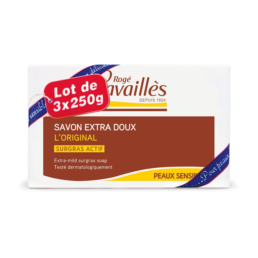 Rogé Cavaillès Jabón extragraso suave Piel sensible y delicada 3x250g