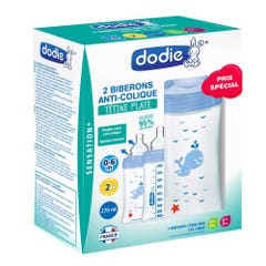 Dodie Pack 2 biberones anticólicos Sensation + de 0 a 6 meses 270ml