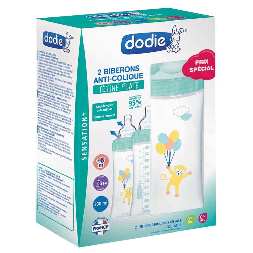 Dodie Cofre de 2 biberones Sensation+ Anticólico 6 meses o más 330 ml