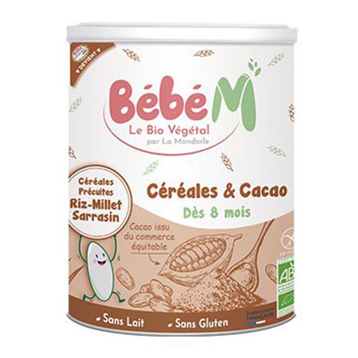 Cereales y cacao ecológicos 400g Bébé M A partir de 8 meses La Mandorle