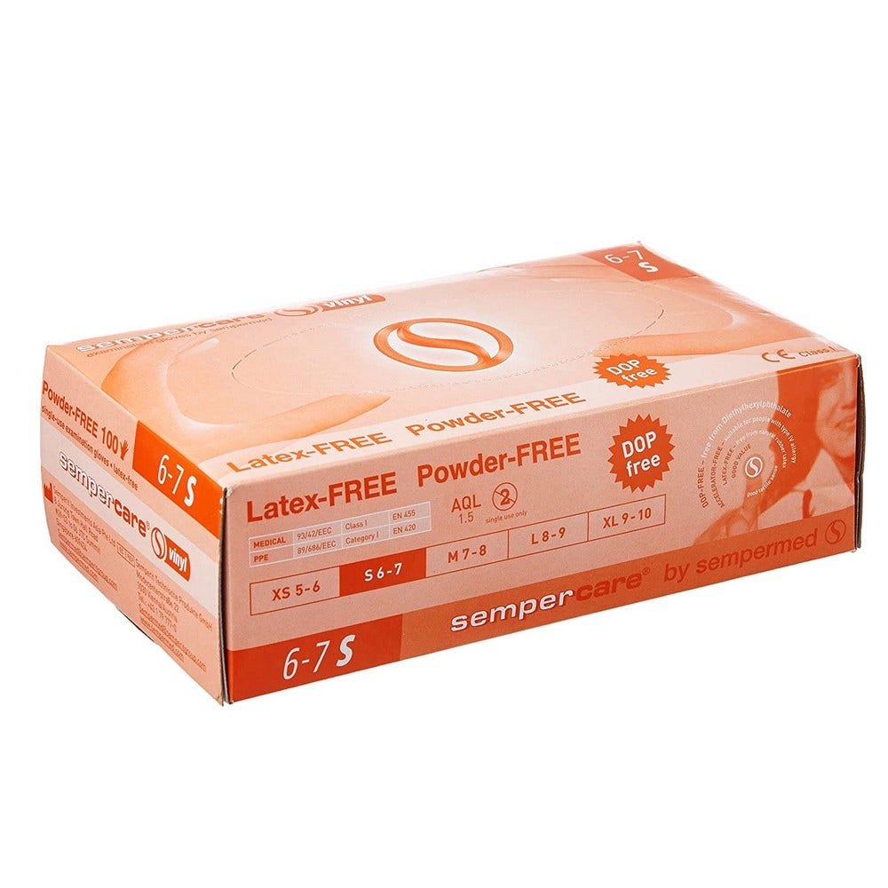 Lohmann Rauscher Sempercare Guantes de vinilo Sin polvo y no estéril x100