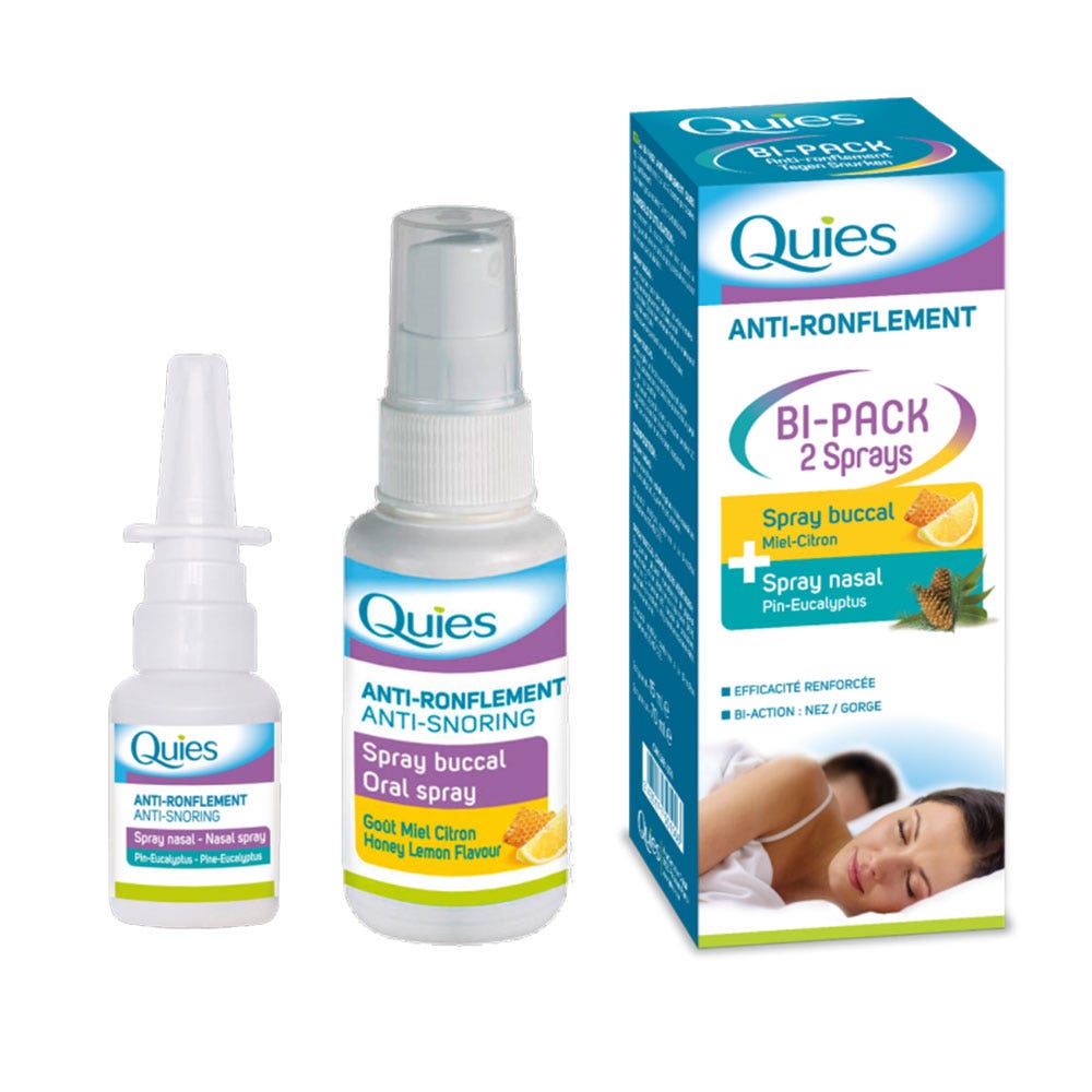 Quies Bi-pack Anti-ronflement Spray buccal 75ml + Nasal 15ml 75 ml
