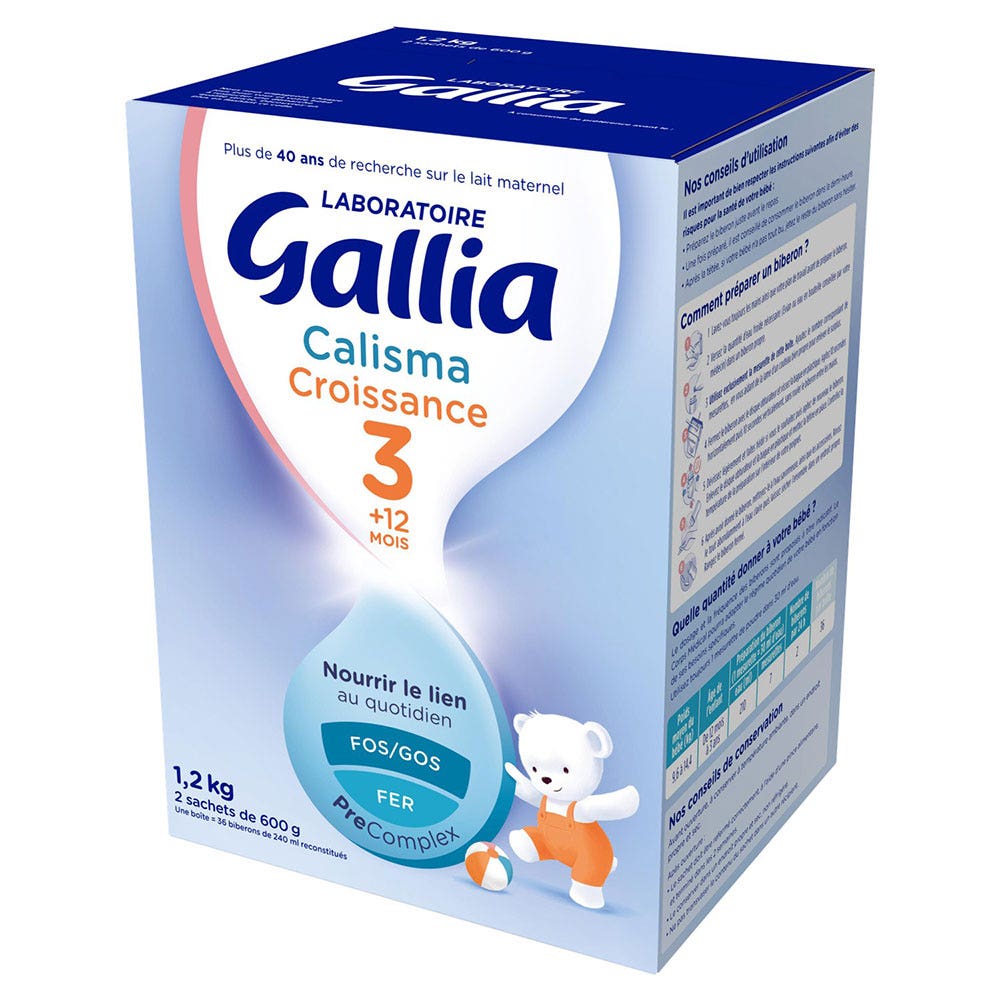 Gallia Calisma Crecimiento 3 leche en polvo 12 meses-3 años plaintext de 12 meses a 3 años 2 x 600 g