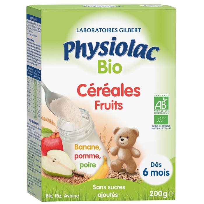 Physiolac Cereales Frutas Platano Manzana Pera Bio 6 Meses+ 200g
