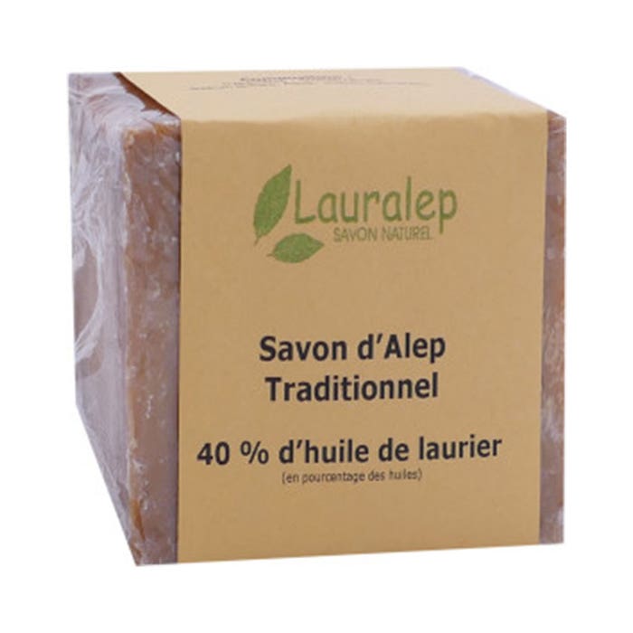 Jabón tradicional de Alepo 40% (en francés) 200g Lauralep