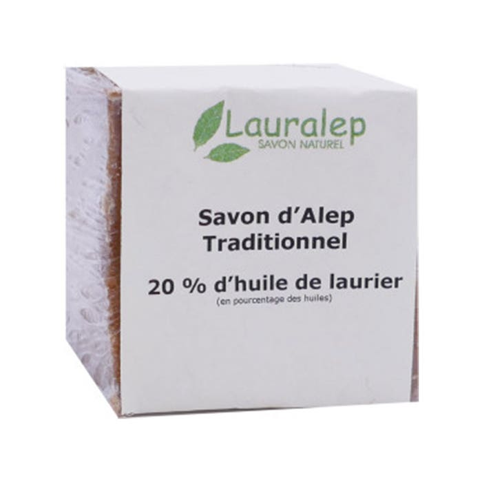 Jabón tradicional de Alepo 20% (en francés) 200g Lauralep